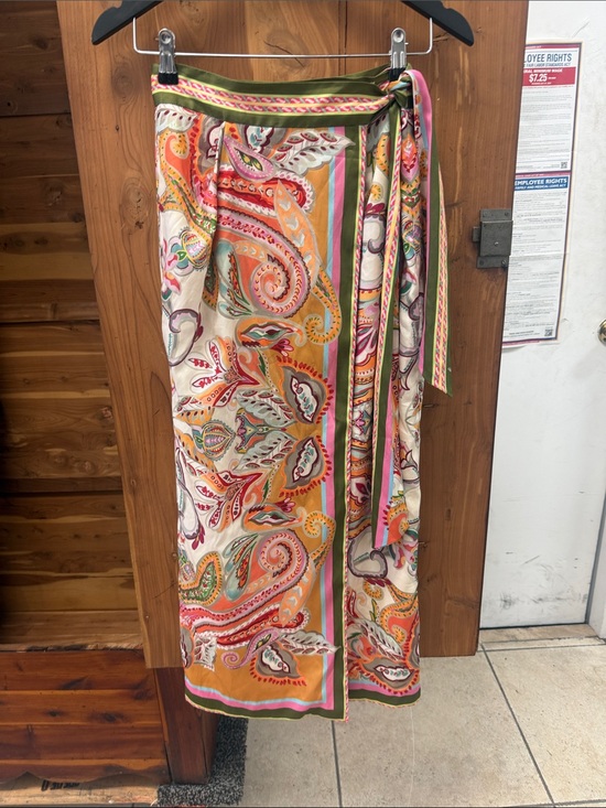 ANTONIO MELANI Other - ANTONIO MELANI Multicolor Paisley Beach Wrap with Pink, Orange & Green